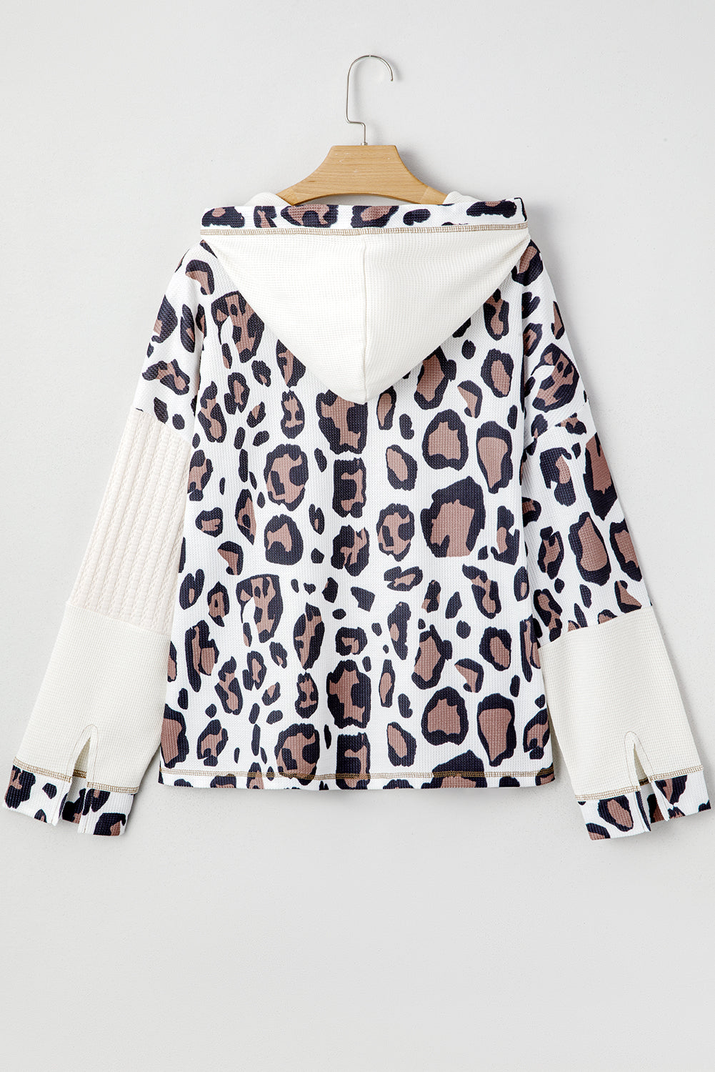 Oversized Leopard Patchwork Zip Up Hoodie