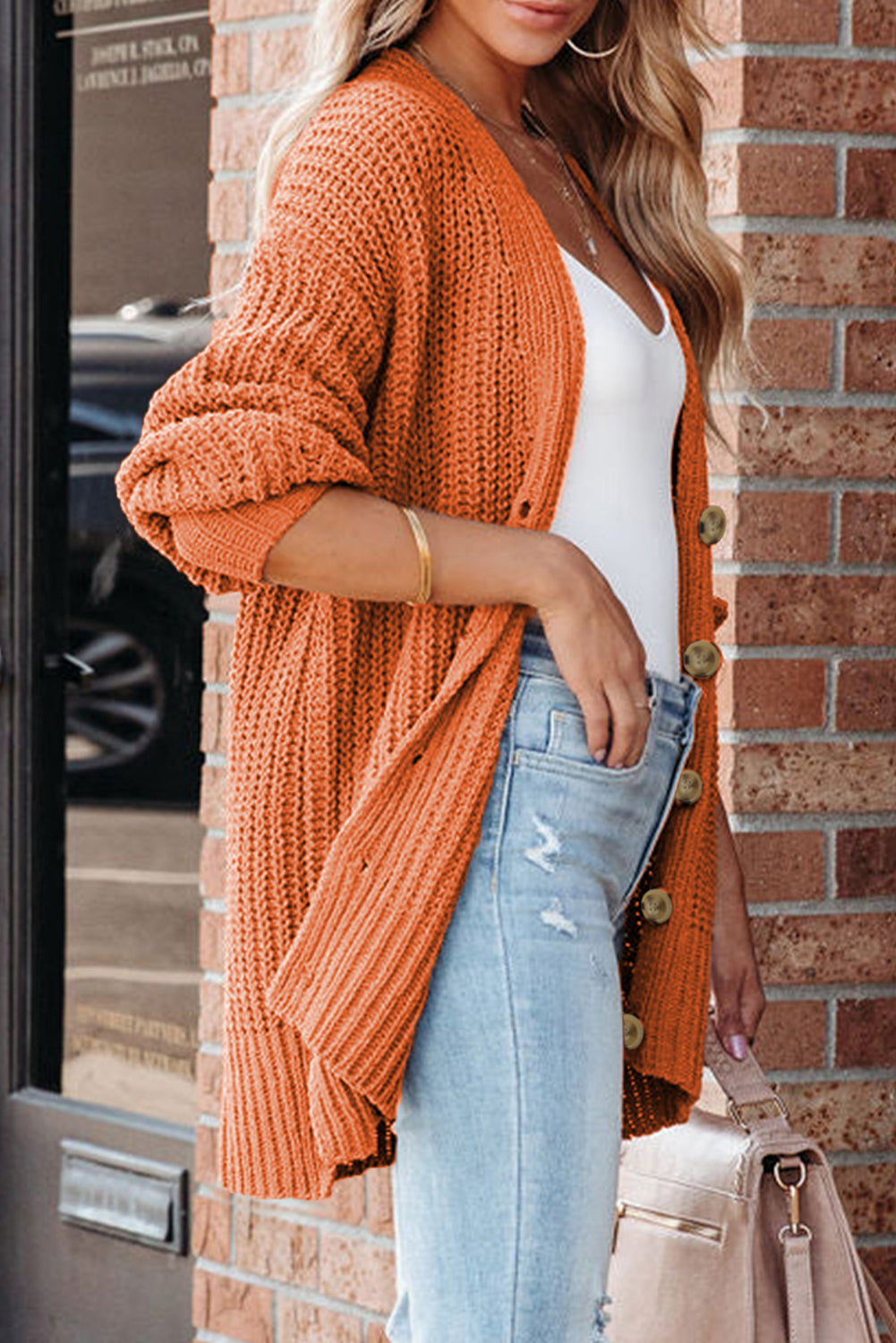 Gold Chunky Cardigan Sweater