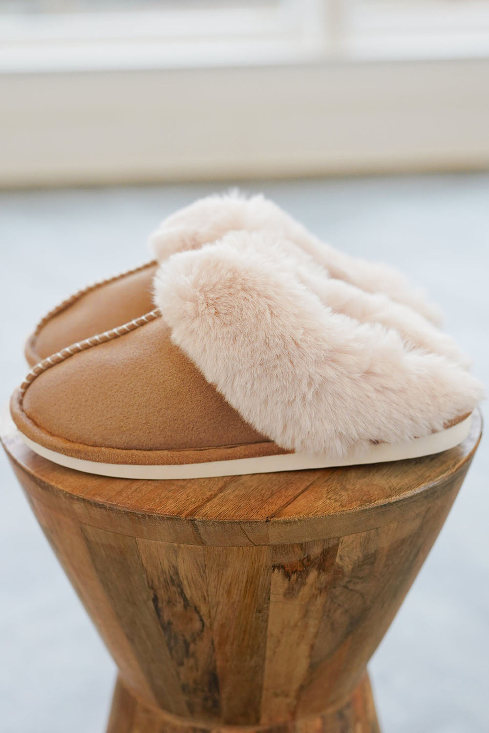 Camel Plush Winter Home Slippers
