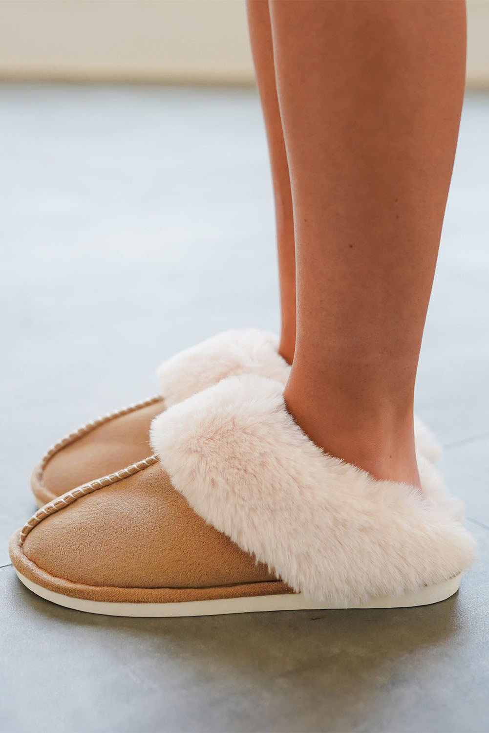 Camel Plush Winter Home Slippers