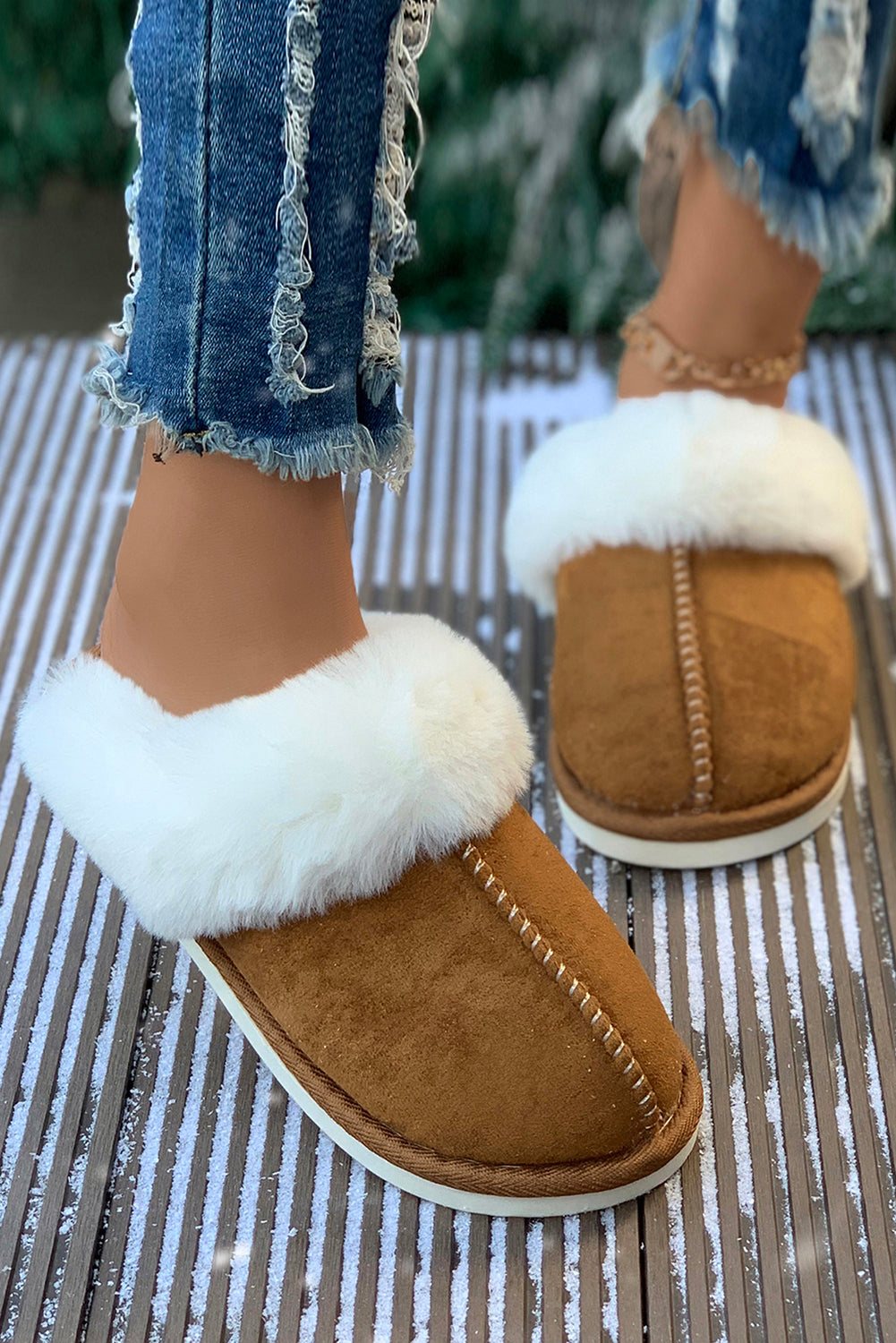 Camel Plush Winter Home Slippers