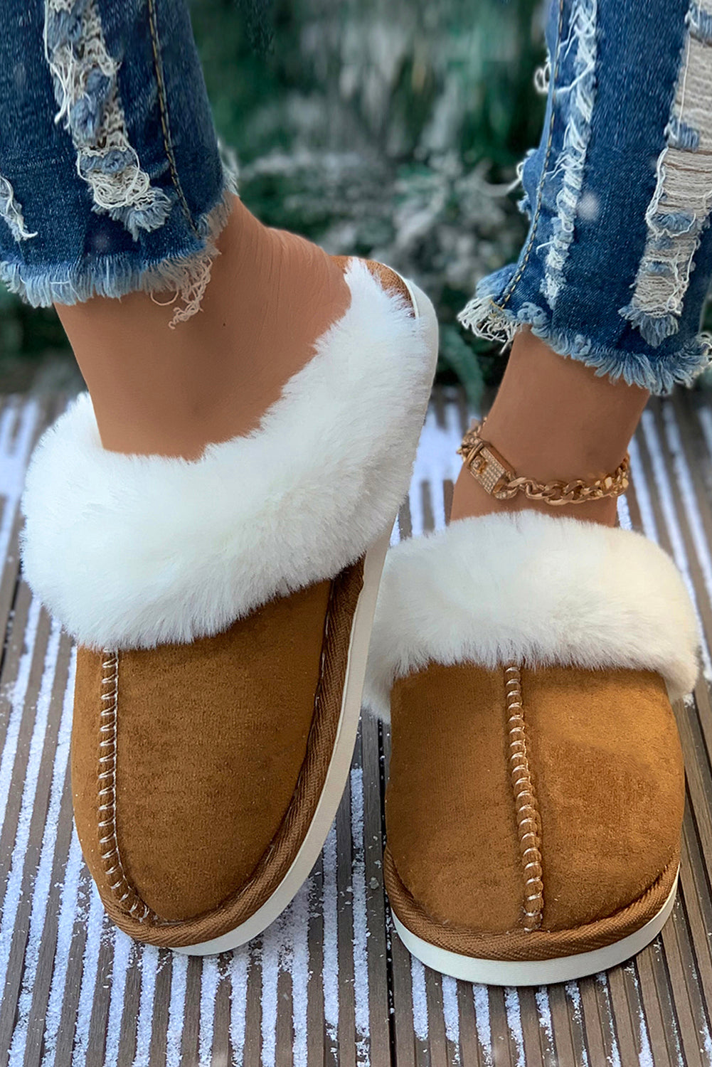 Camel Plush Winter Home Slippers