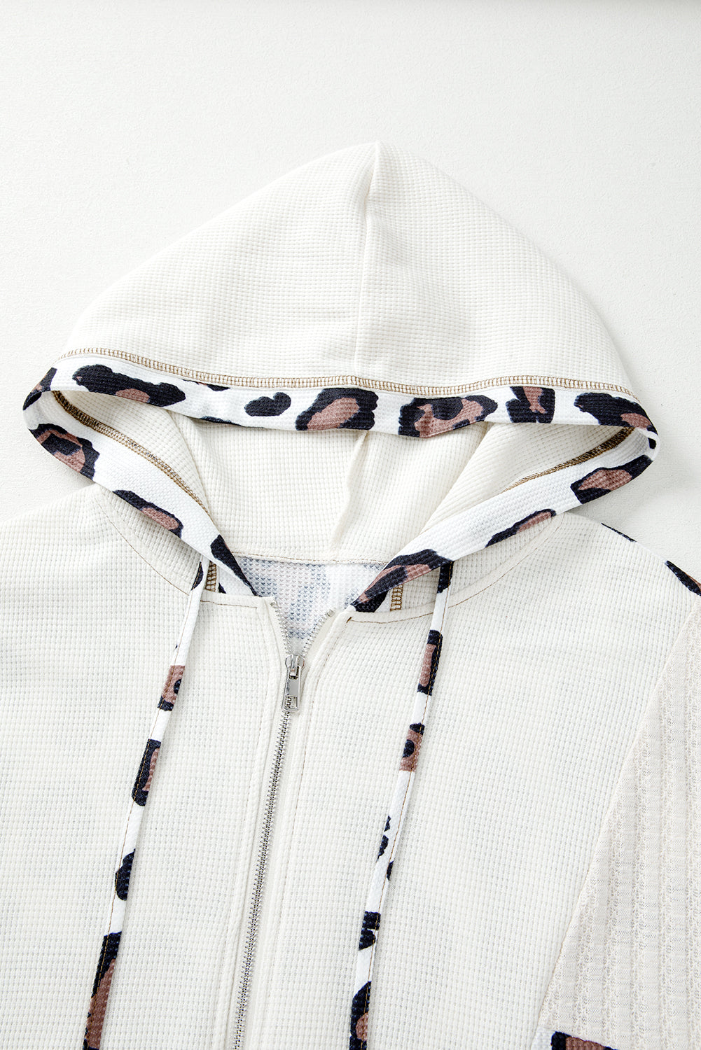 Oversized Leopard Patchwork Zip Up Hoodie