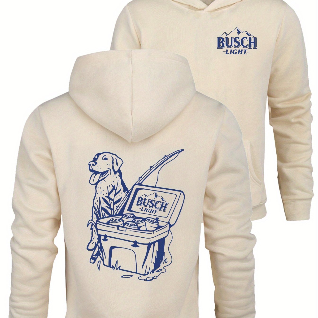 BUSCH' Print, Men's Casual and Cozy Hoodies, Trendy Long-Sleeve Hooded Sweatshirt