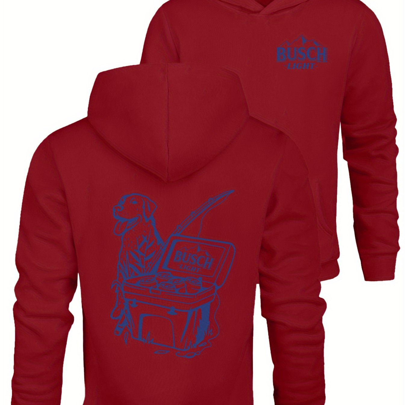 BUSCH' Print, Men's Casual and Cozy Hoodies, Trendy Long-Sleeve Hooded Sweatshirt