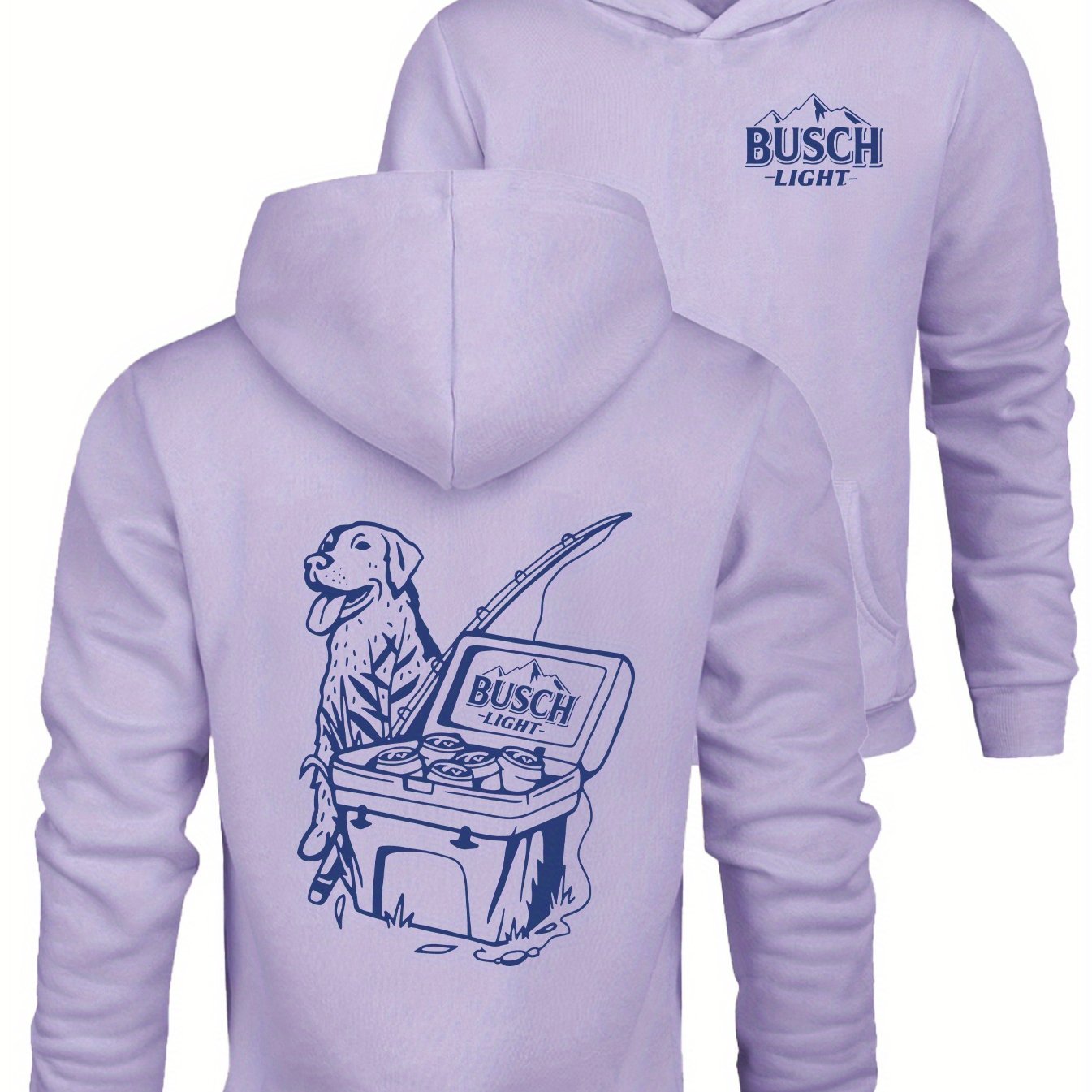 BUSCH' Print, Men's Casual and Cozy Hoodies, Trendy Long-Sleeve Hooded Sweatshirt