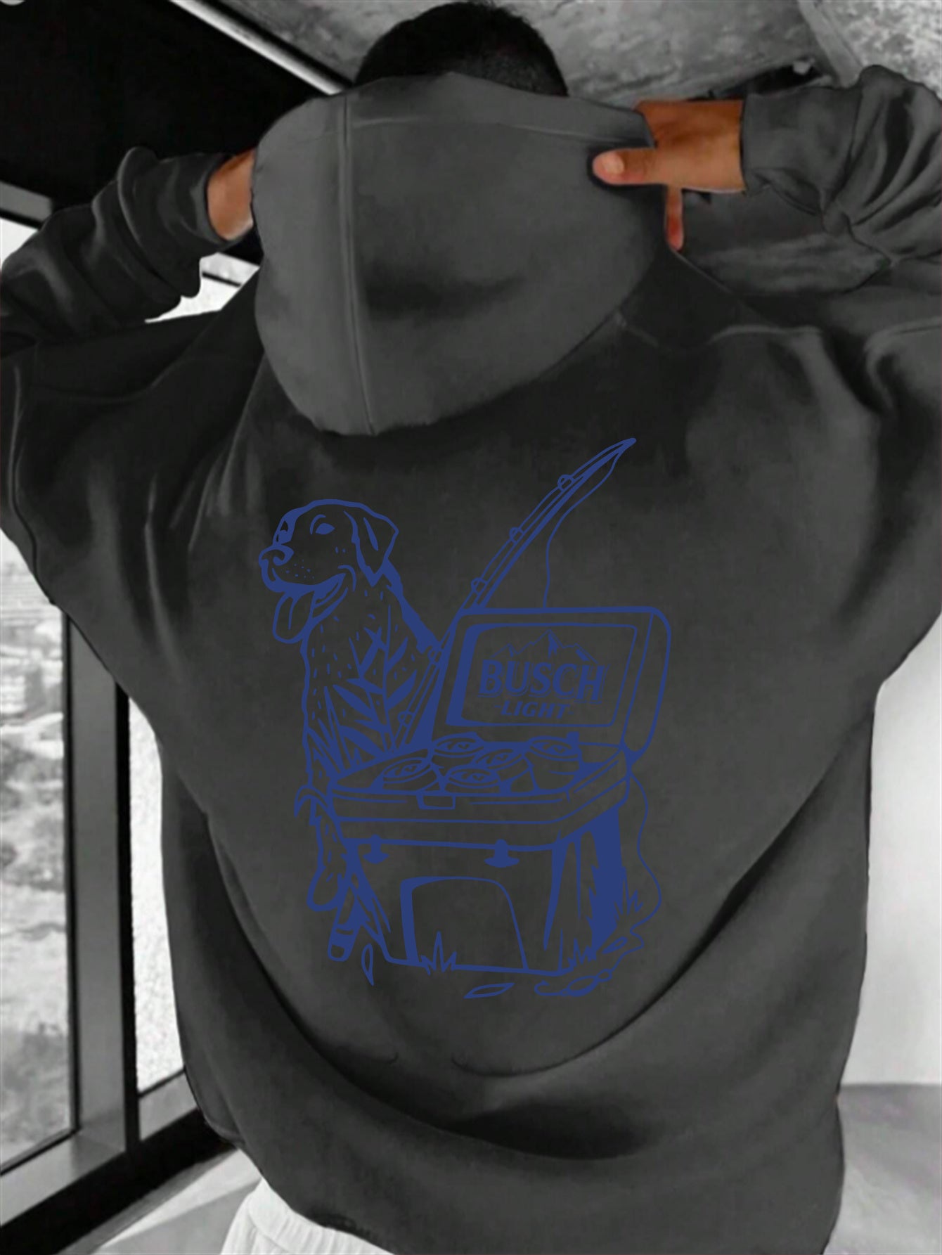 BUSCH' Print, Men's Casual and Cozy Hoodies, Trendy Long-Sleeve Hooded Sweatshirt
