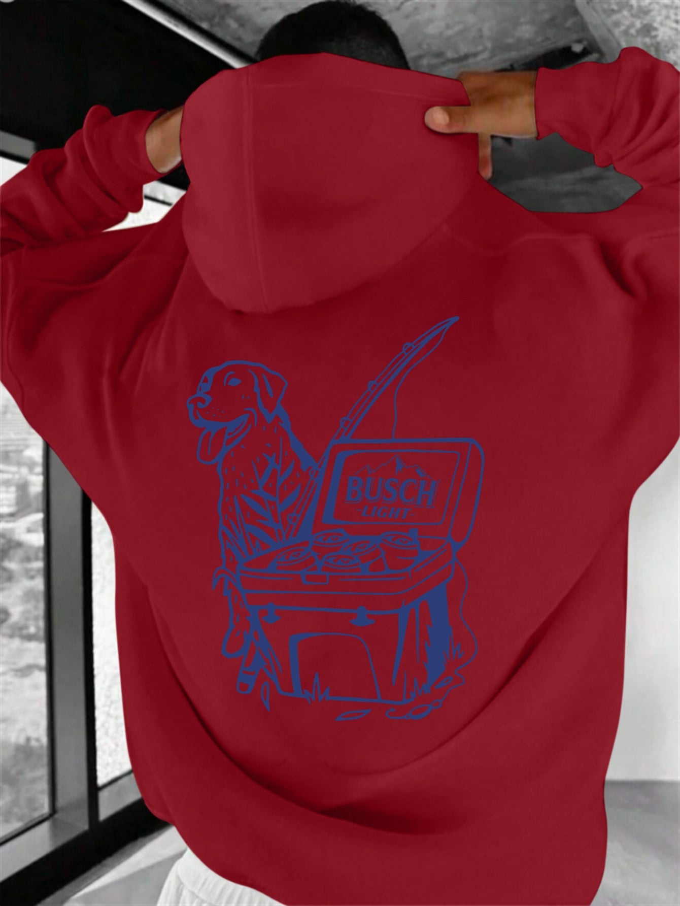 BUSCH' Print, Men's Casual and Cozy Hoodies, Trendy Long-Sleeve Hooded Sweatshirt
