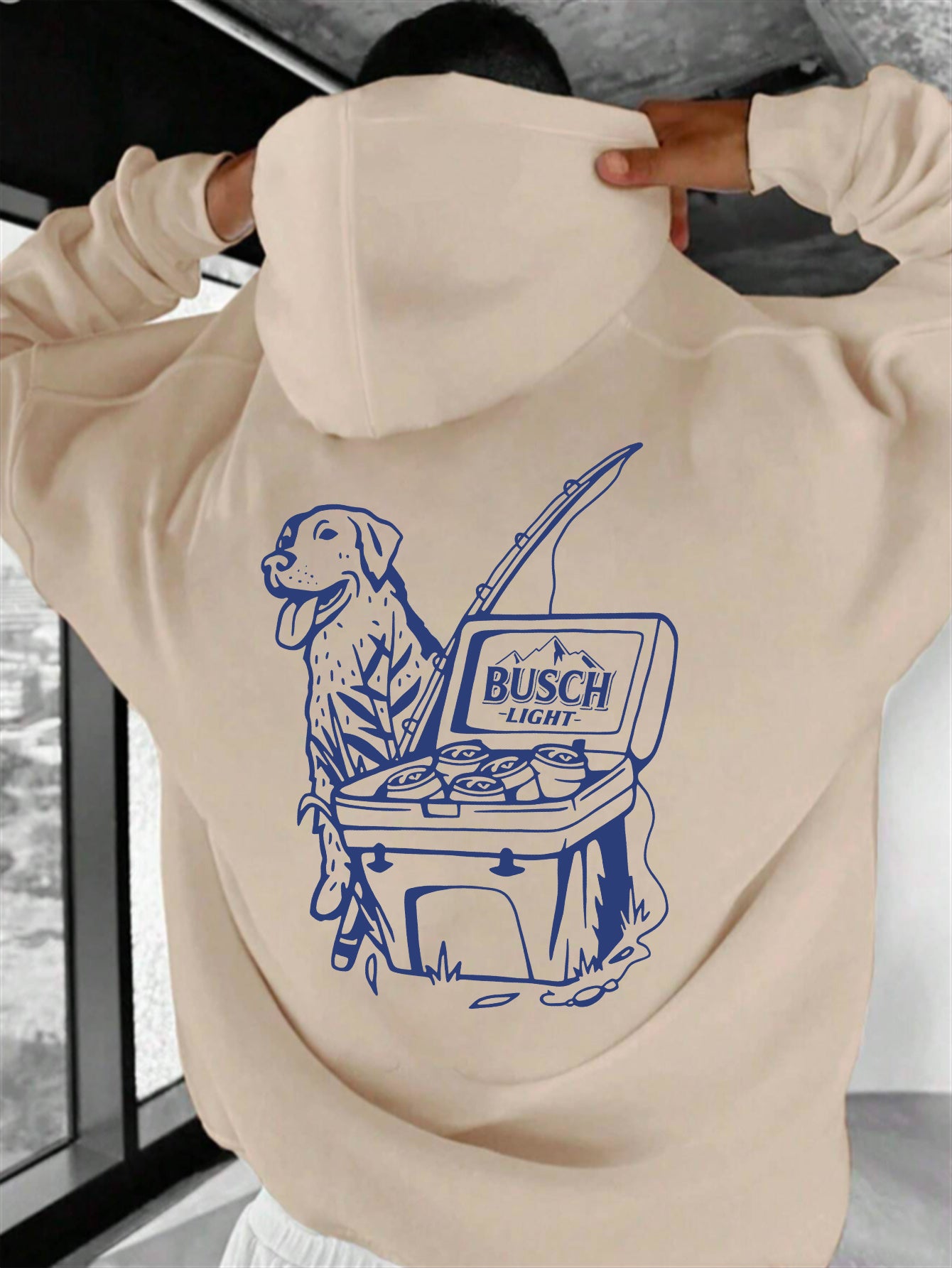 BUSCH' Print, Men's Casual and Cozy Hoodies, Trendy Long-Sleeve Hooded Sweatshirt