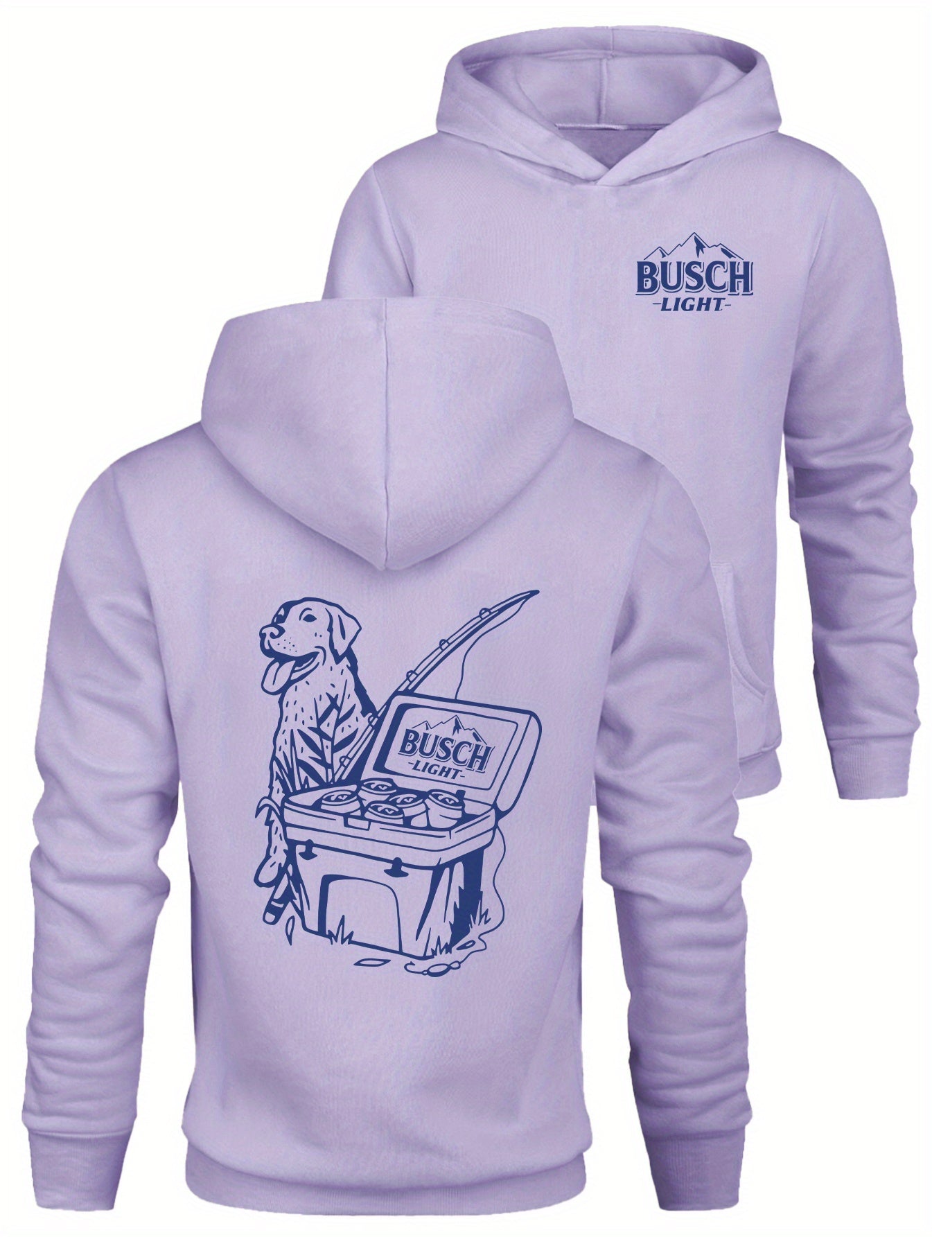 BUSCH' Print, Men's Casual and Cozy Hoodies, Trendy Long-Sleeve Hooded Sweatshirt