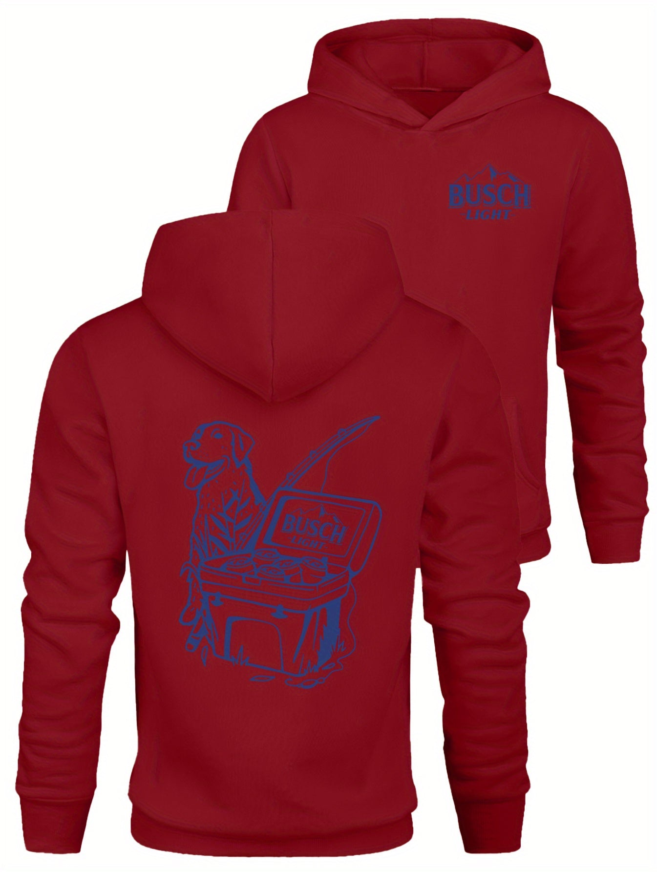 BUSCH' Print, Men's Casual and Cozy Hoodies, Trendy Long-Sleeve Hooded Sweatshirt