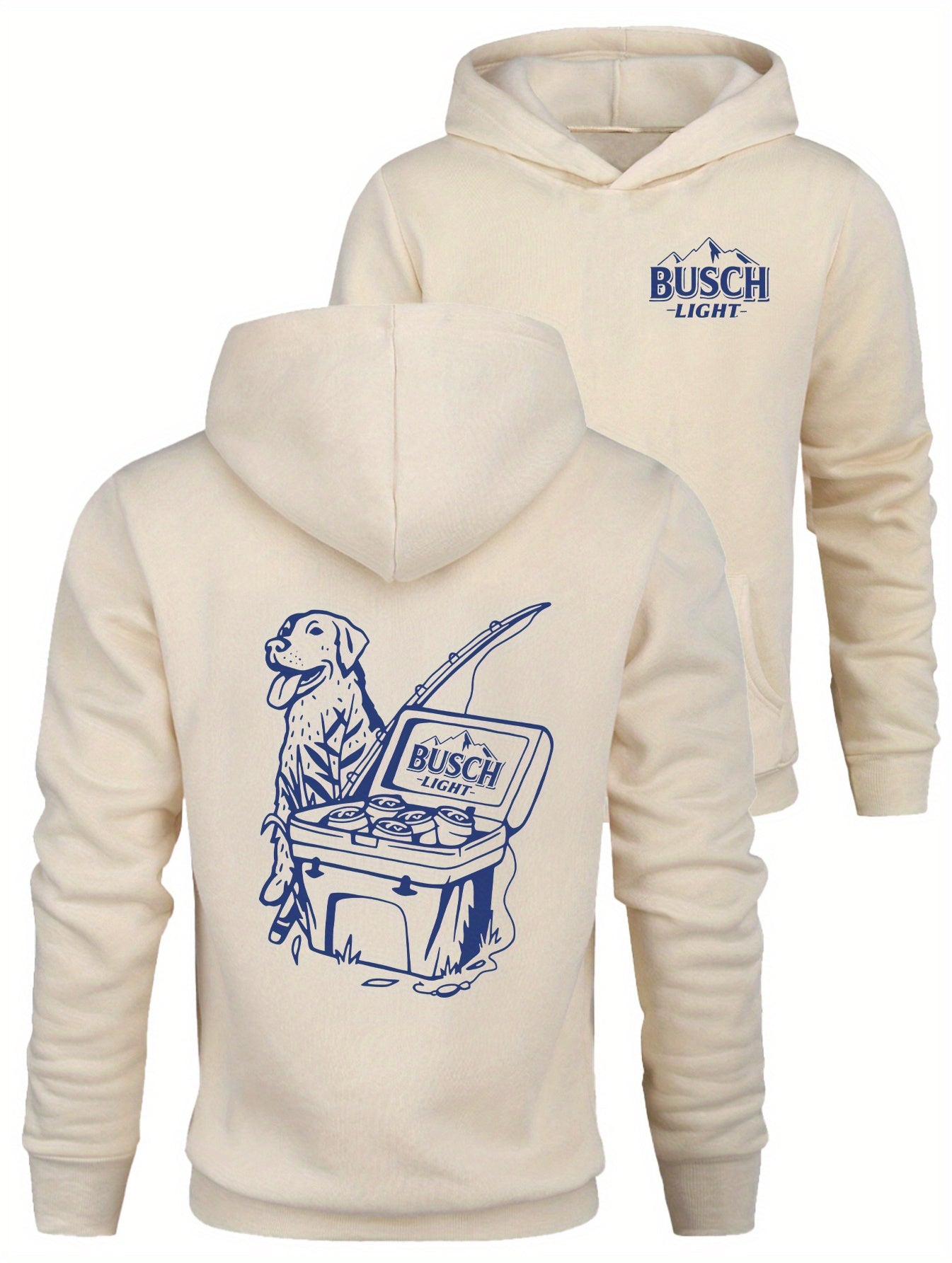 BUSCH' Print, Men's Casual and Cozy Hoodies, Trendy Long-Sleeve Hooded Sweatshirt