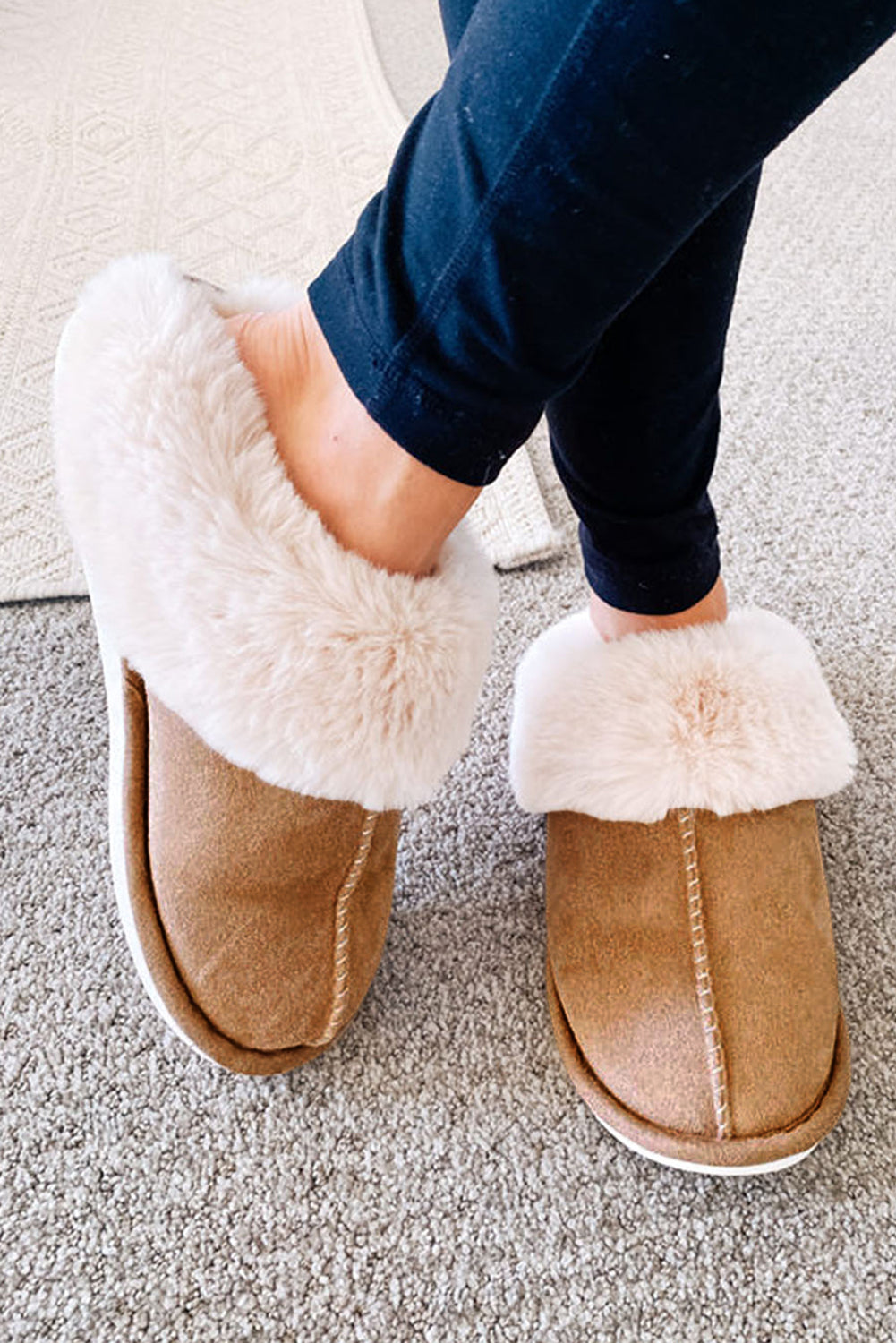 Camel Plush Winter Home Slippers